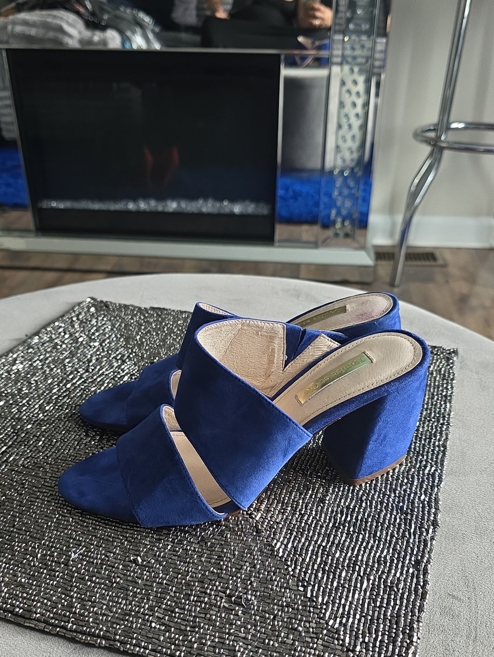 Louise et Cie Royal Blue Suede Block Heel Mules